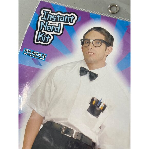 Forum Novelties Instant Nerd Costume Kit OS For Adults Glasses Bow Tie Teeth NEW - Picture 7 of 7
